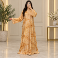 S/M Teena Printed Silk Long Dress Jalabiya – 57