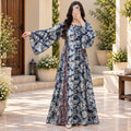 S/M Marry Printed Silk Long Dress Jalabiya – 57