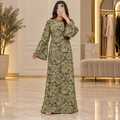 S/M Marry Printed Silk Long Dress Jalabiya – 57