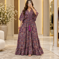 Free Size Farasha Printed Silk Long Dress Jalabiya – 57"