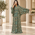 2XL/3XL Abaya Printed Silk Long Dress Jalabiya – 57"