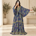 Free Size Farasha Printed Silk Long Dress Jalabiya – 57"