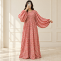 2XL/3XL Kadifa Printed Silk Long Dress Jalabiya – 57"
