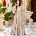 XS-S Meher Crystal Printed Cotton Long Dress Jalabiya – 54"