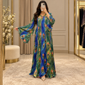 S/M Meher Crystal Printed Silk Long Dress Jalabiya – 57