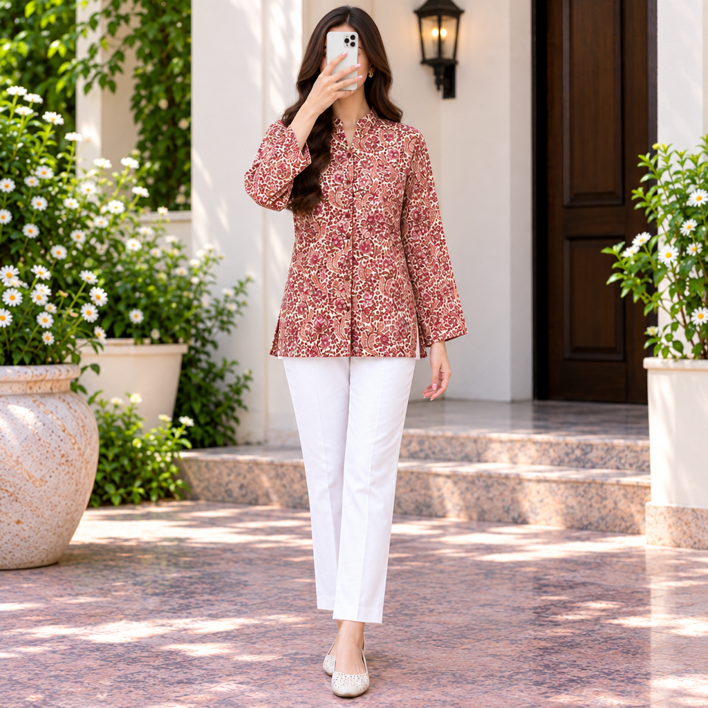 L Jacket Cotton Printed