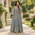 2XL-3XL Dara Printed Cotton Long Dress Jalabiya – 57"