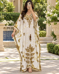 Free Size Farasha Embriodered Printed Cotton Long Dress Jalabiya – 57"