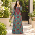 S/M Sofi Embroidery Printed Cotton Long Dress Jalabiya – 57"