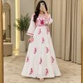 L-XL Razia Embroidery Printed Cotton Long Dress Jalabiya – 57"