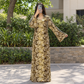 S/M Crystal Hayat Printed Silk Long Dress Jalabiya – 57