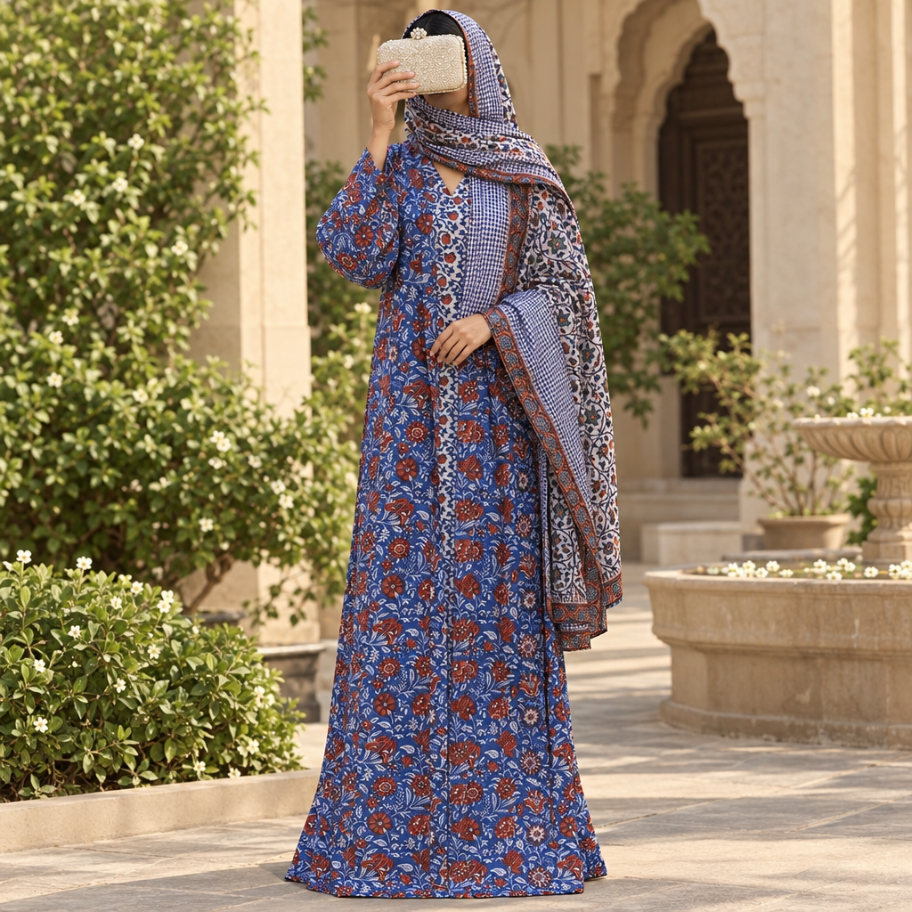 Free Size Cotton Abaya With Sheila & Inner Set length 57” Long