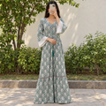 L/XL Ari Printed Cotton Dress 57" Long Jalabiya