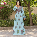 S/M Arwa Printed Cotton Long Dress Jalabiya – 57
