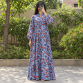 L/XL Ziya Printed Cotton Dress 57" Long Jalabiya