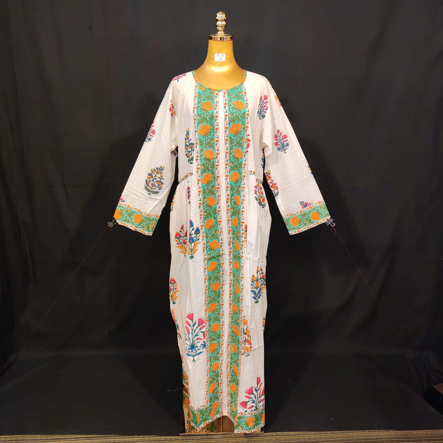 L-XL Bhopali Cotton Printed Dress 57" Long Jalabiya