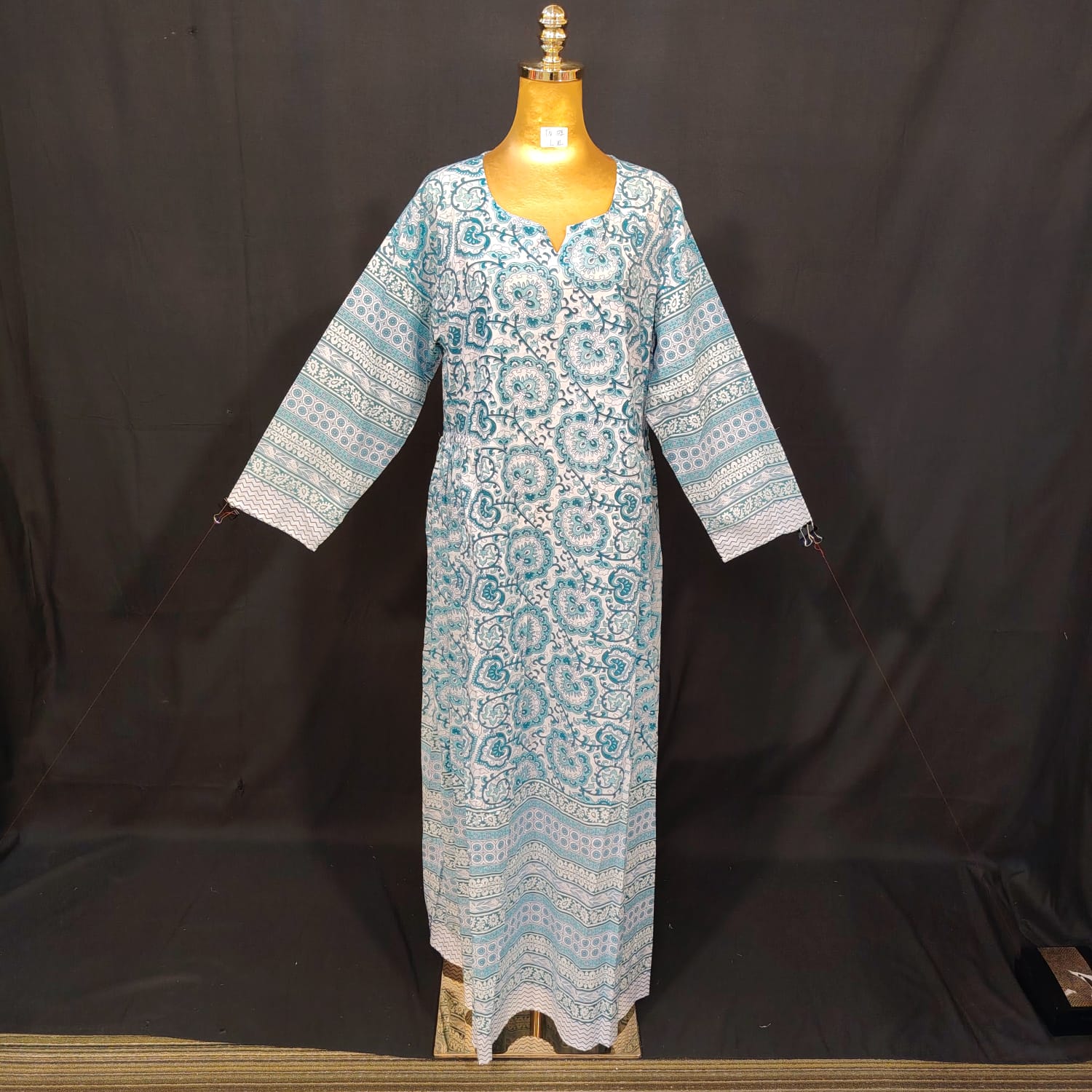L-XL Bhopali Cotton Printed Dress 57" Long Jalabiya
