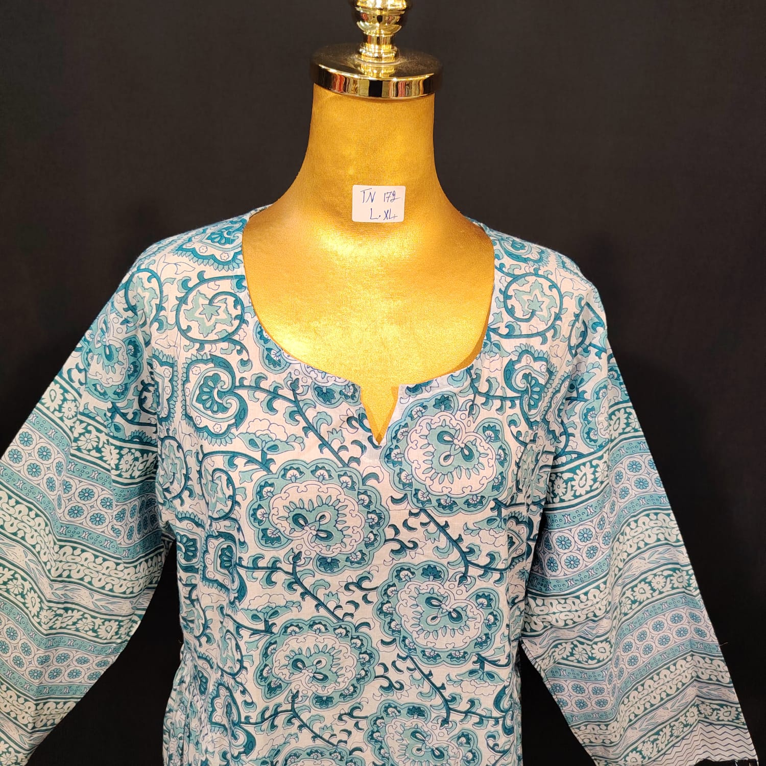 L-XL Bhopali Cotton Printed Dress 57" Long Jalabiya