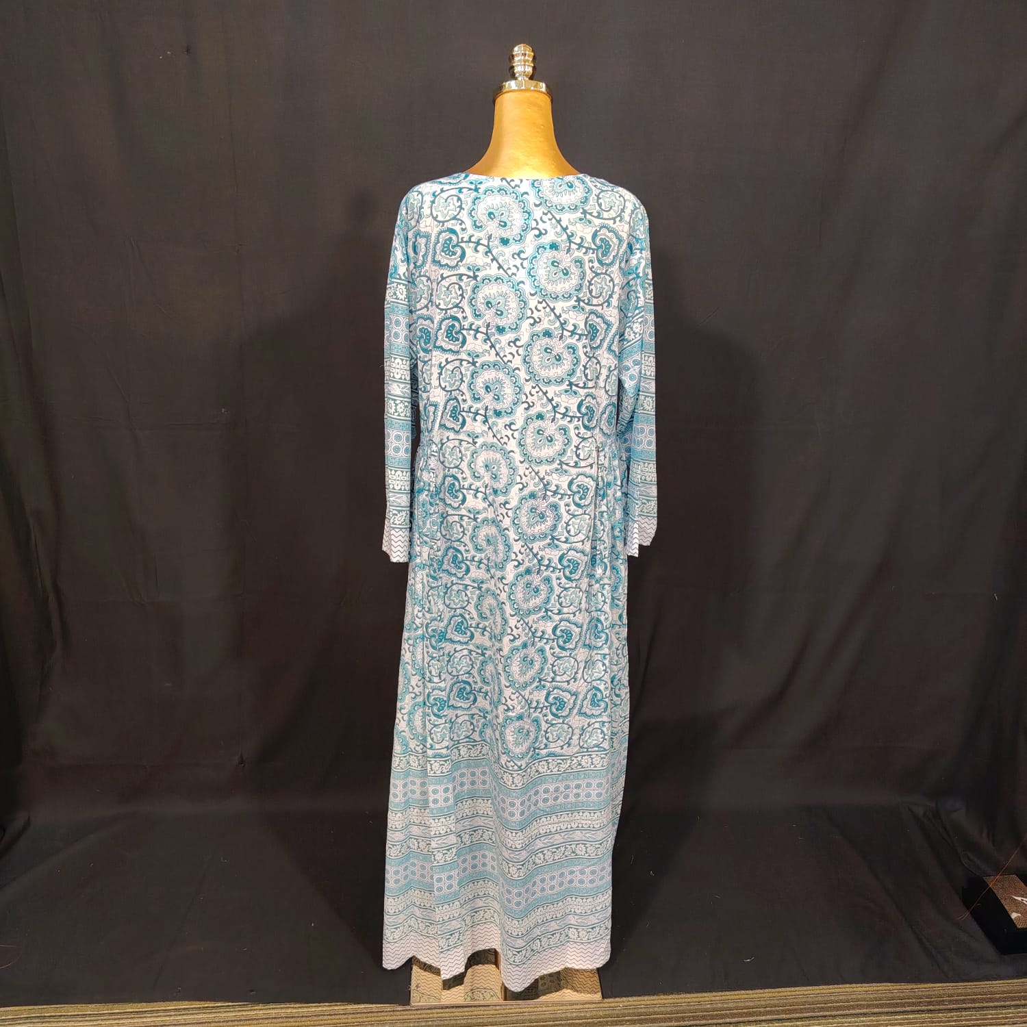 L-XL Bhopali Cotton Printed Dress 57" Long Jalabiya