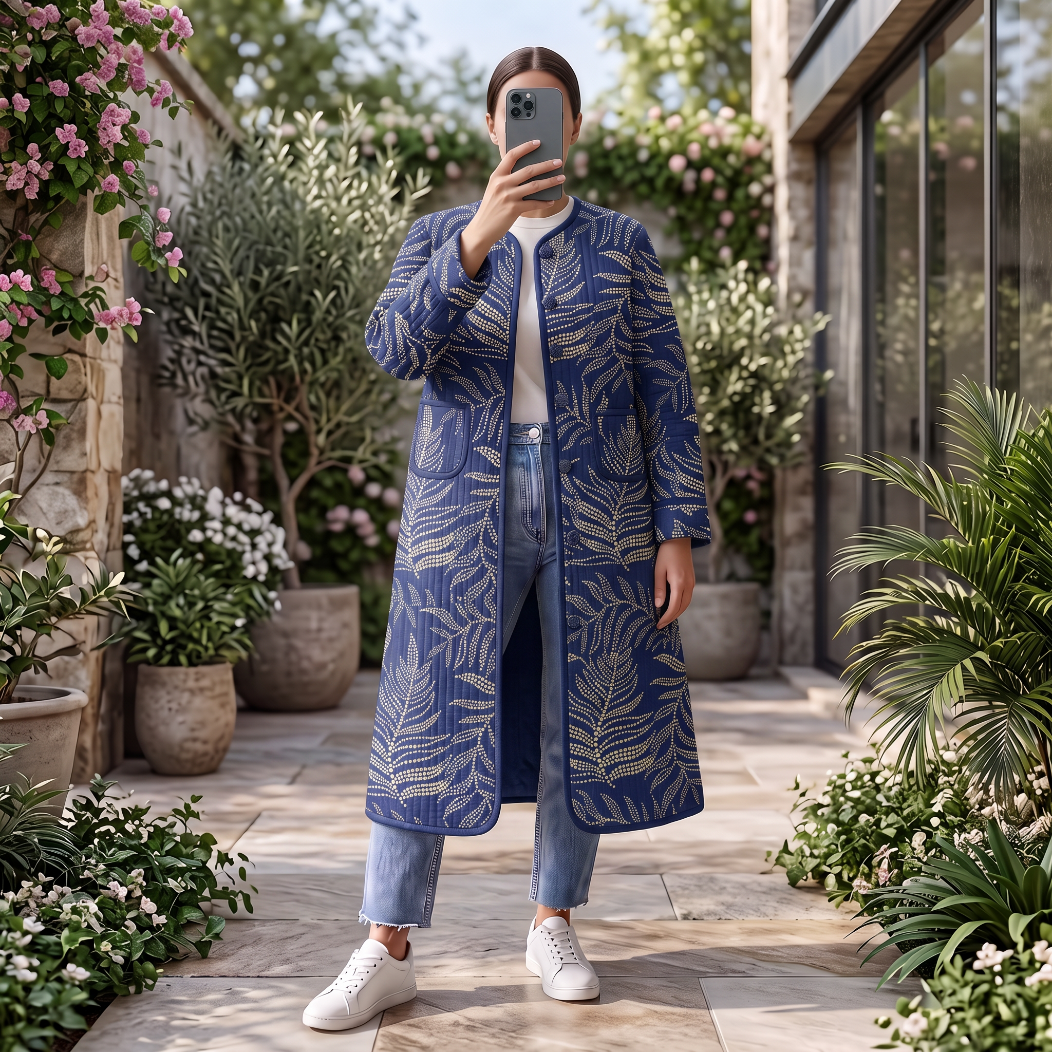 Premium Hand Printed Cotton Long Jacket for Women