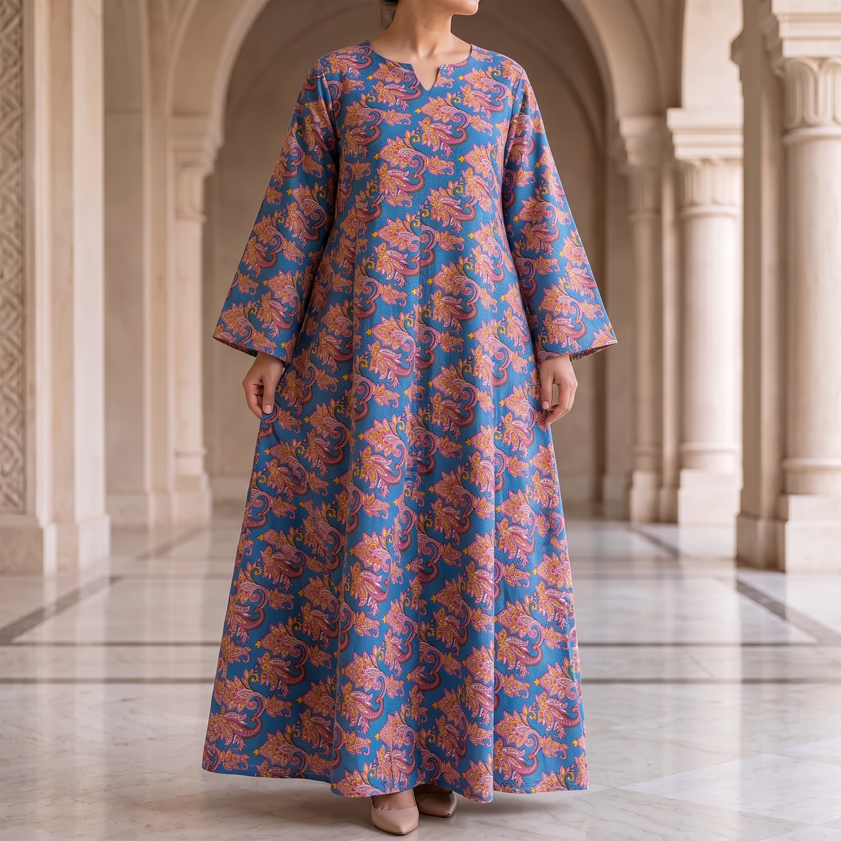 Areeba 100% Premium Indian Cotton Jalabiya – Women’s Long Dress.