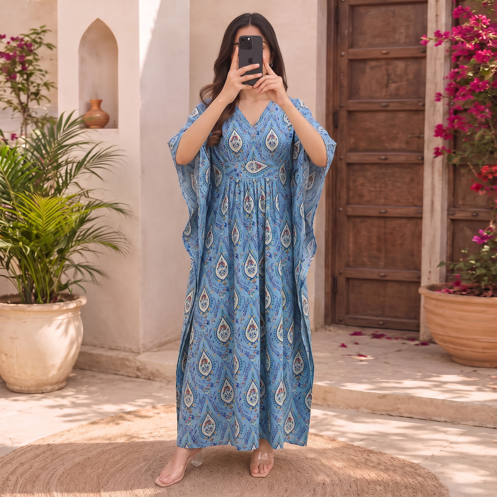 Farasha 3 100% Premium Indian Cotton Jalabiya – Women’s Long Dress.
