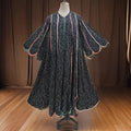 2XL/3XL Meher Crystal Black Cotton Dress 56" Long Jalabiya