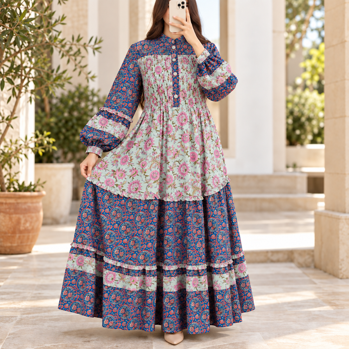 Elle 100% Premium Indian Cotton Jalabiya – Women’s Long Dress.