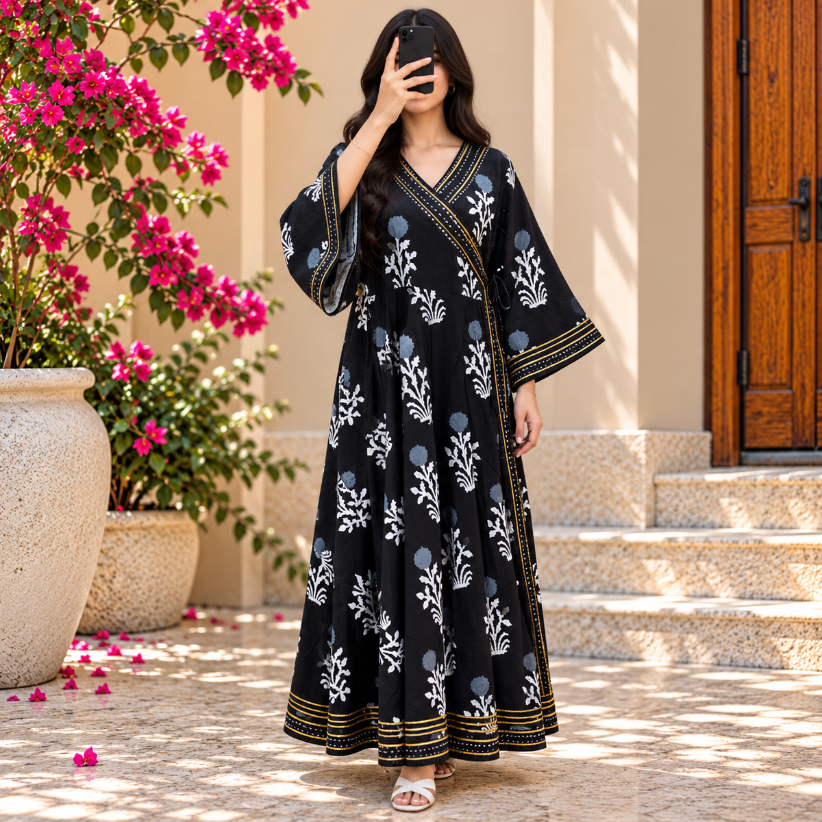 2XL-3XL Priam  Cotton Printed  Long Dress Jalabiya – 57
