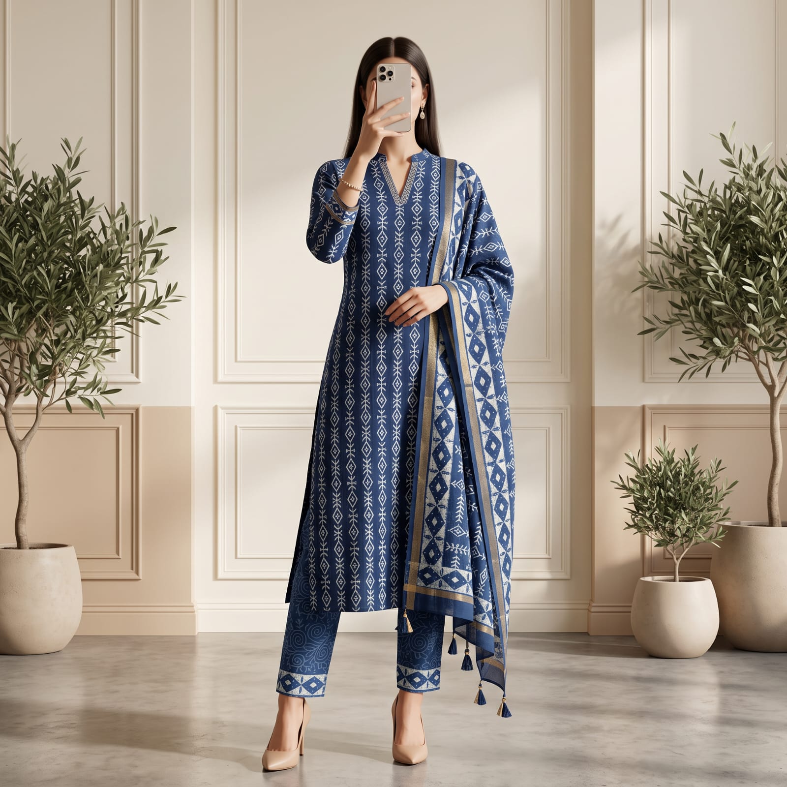 Luxury Premium Stitched Chanderi Suit With Sheila CCS 31