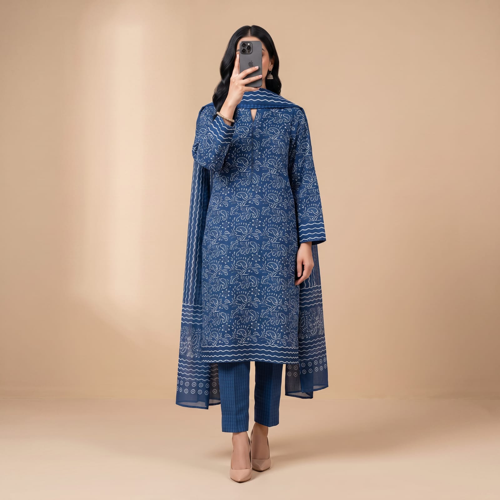 Luxury Premium Stitched Cotton Suit With Chiffon Sheila CEN-301