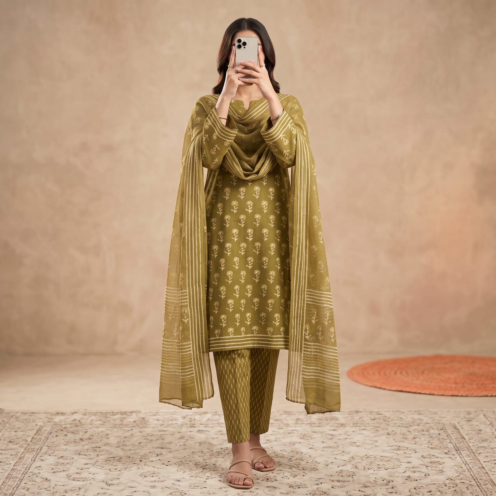 Luxury Premium Stitched Cotton Suit With Chiffon Sheila CEN-501