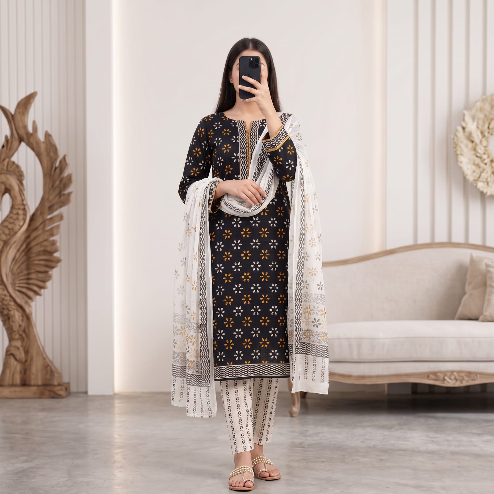 Luxury Premium Stitched Cotton Suit With Chiffon Sheila CEN-701