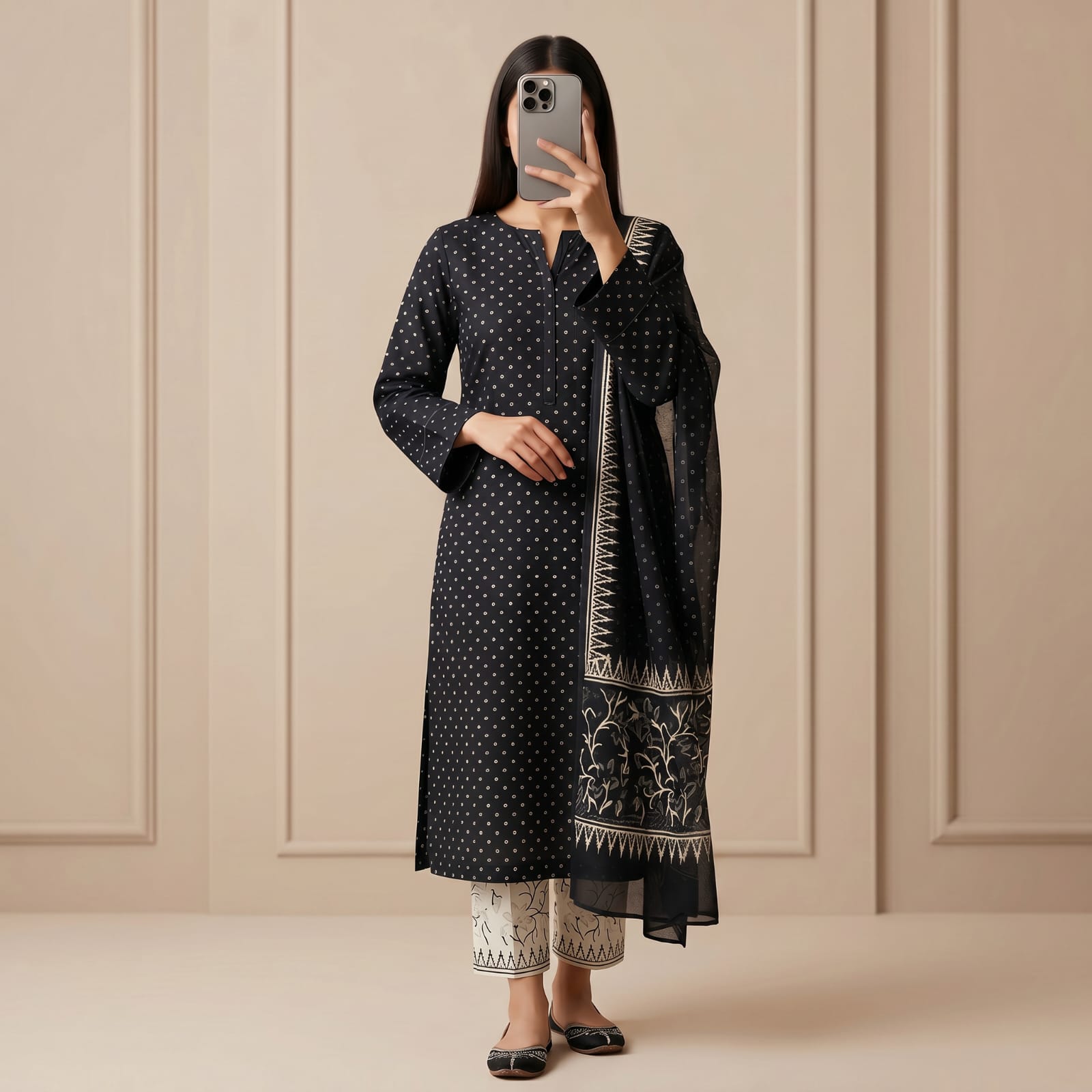 Luxury Premium Stitched Cotton Suit With Chiffon Sheila