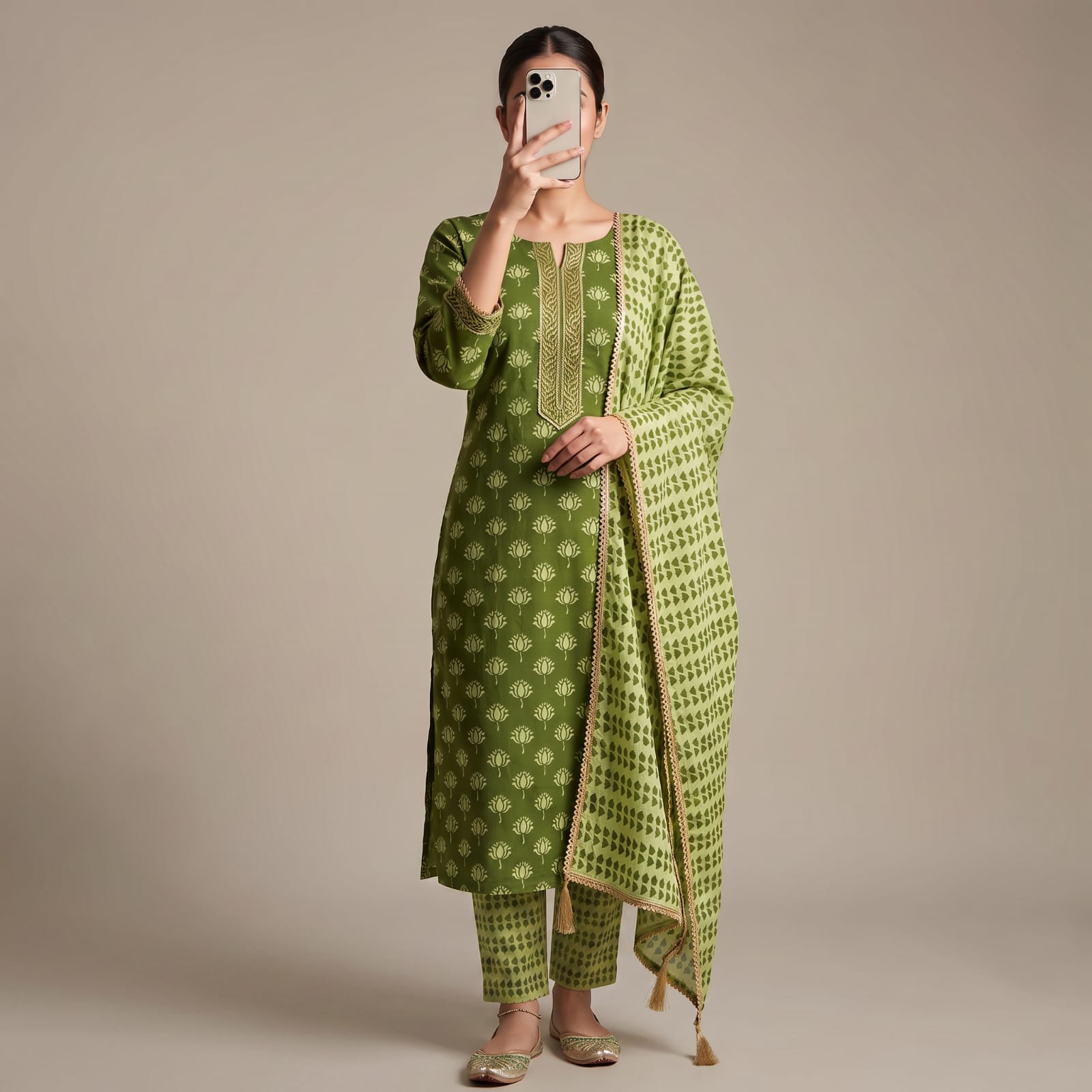 Premium Stitched Cotton Neck Embroidery Suit With Sheila CNE-301