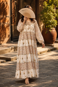 L-XL Bushra Printed Cotton Dress 57" Long Jalabiya