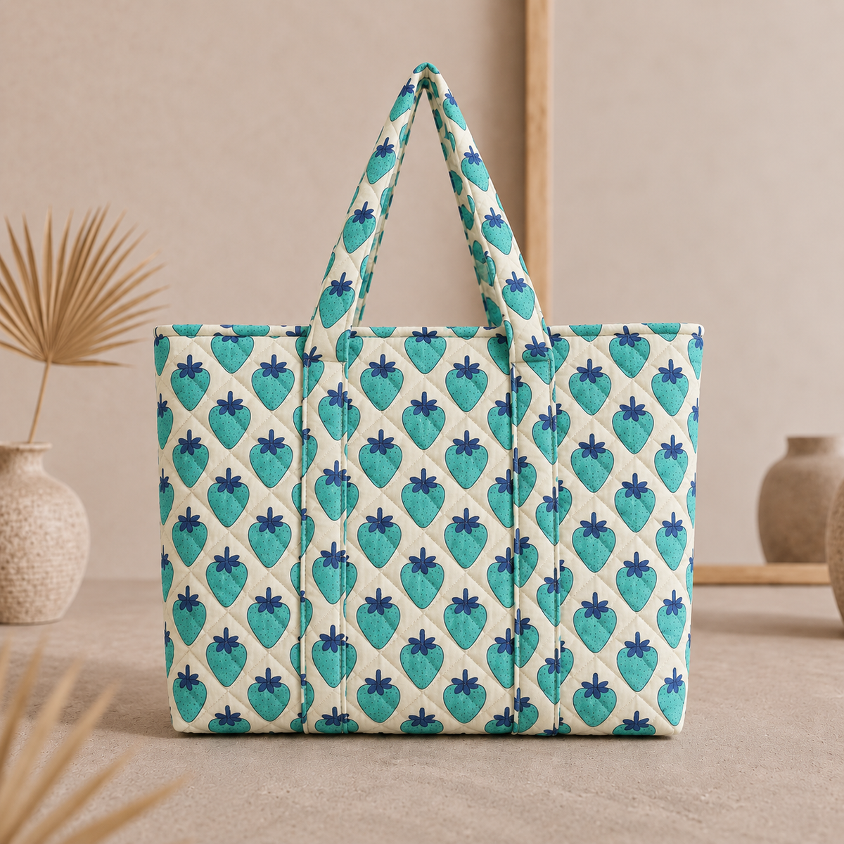 BG 3 Cotton Printed Tote Bag With Zipper