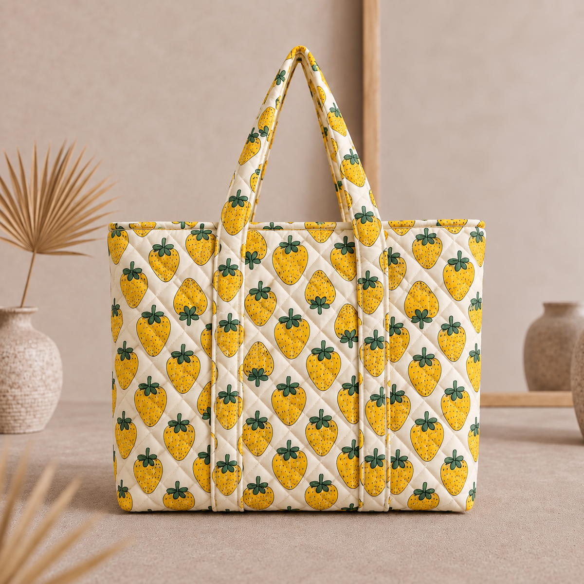 BG 3 Cotton Printed Tote Bag With Zipper