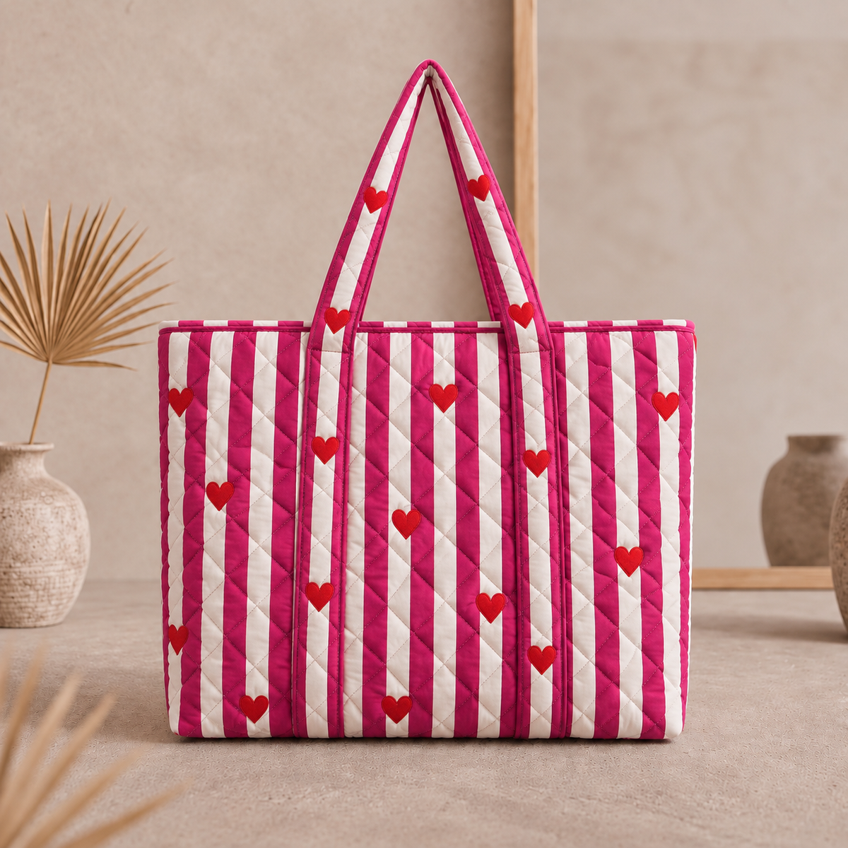 BG 3 Cotton Printed Tote Bag With Zipper