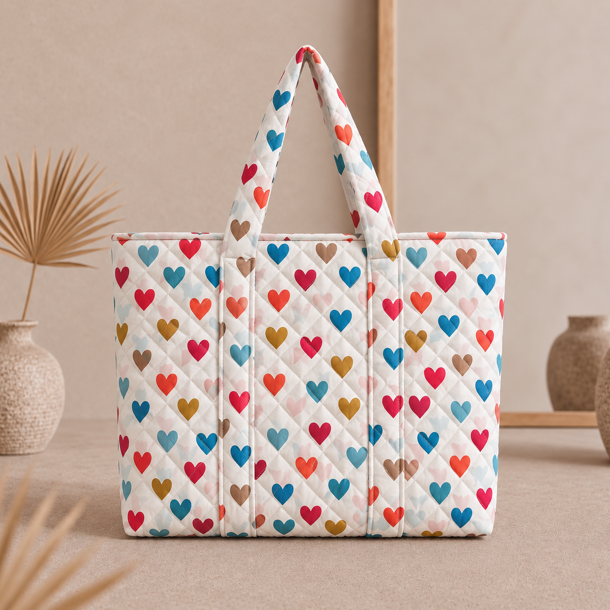 BG 3 Cotton Printed Tote Bag With Zipper