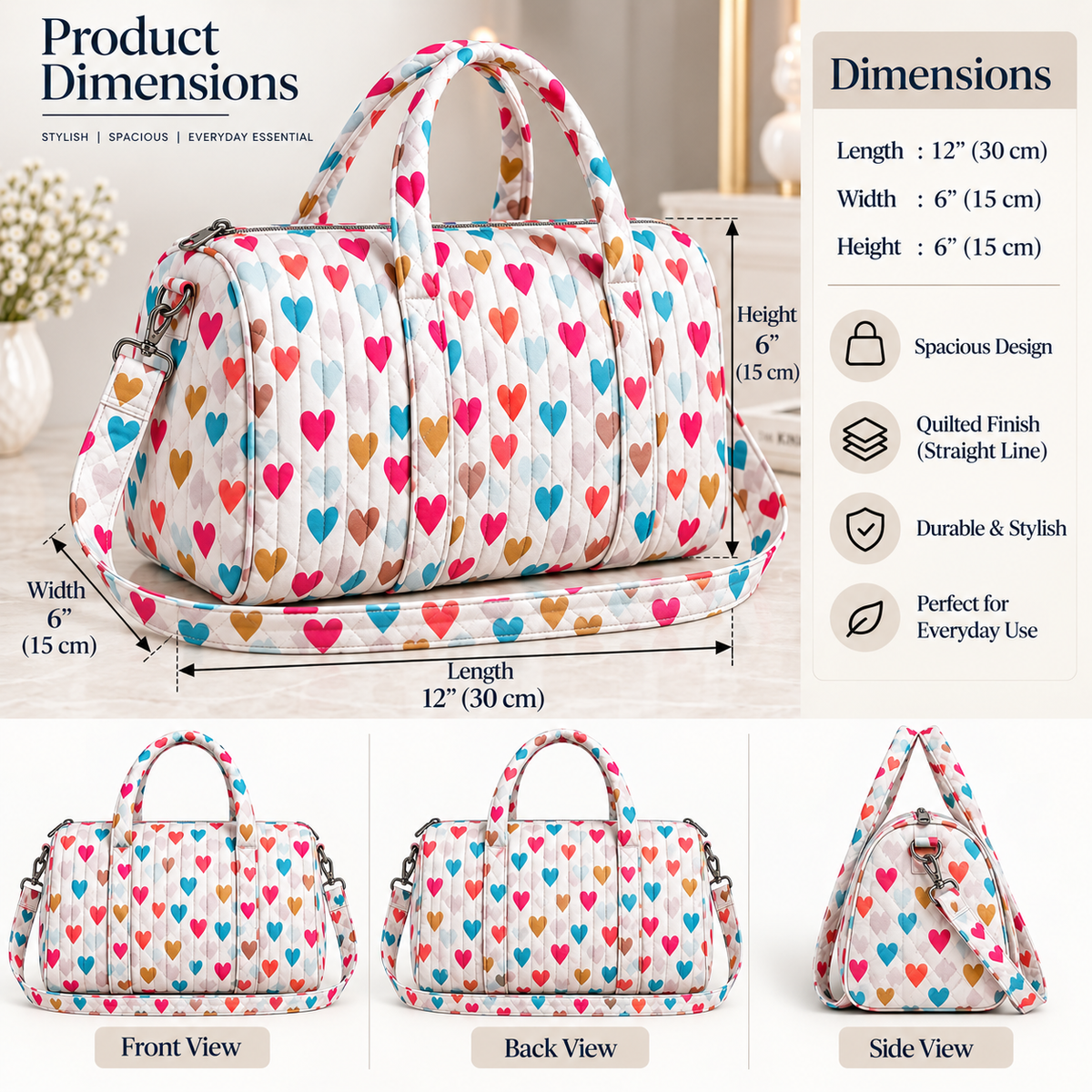 BG 4 Cotton Printed Duffle Bag With Zipper