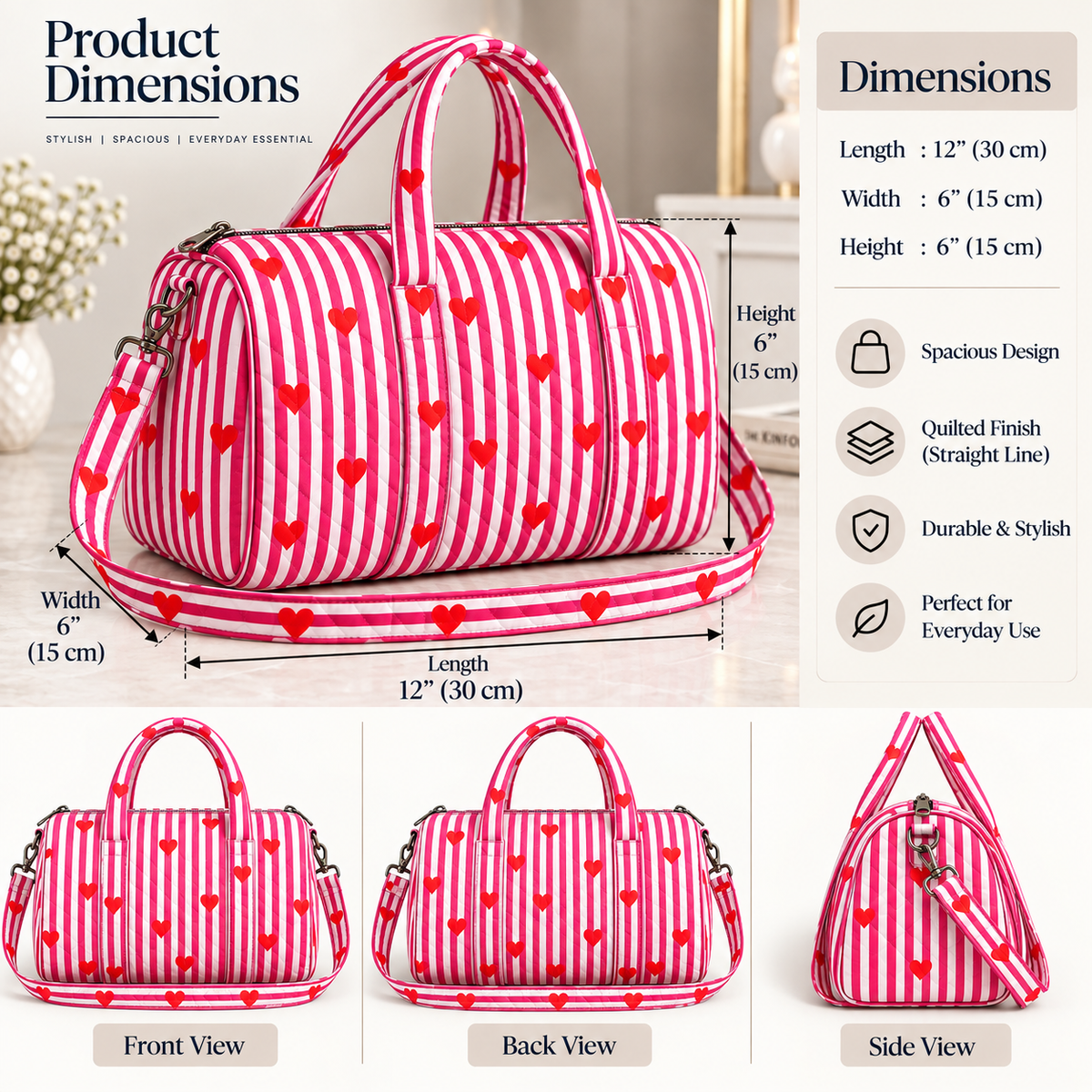 BG 4 Cotton Printed Duffle Bag With Zipper