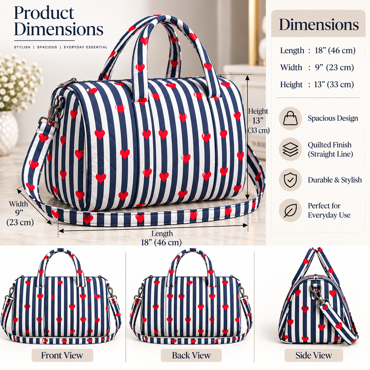 BG 4 Cotton Printed Duffle Bag With Zipper