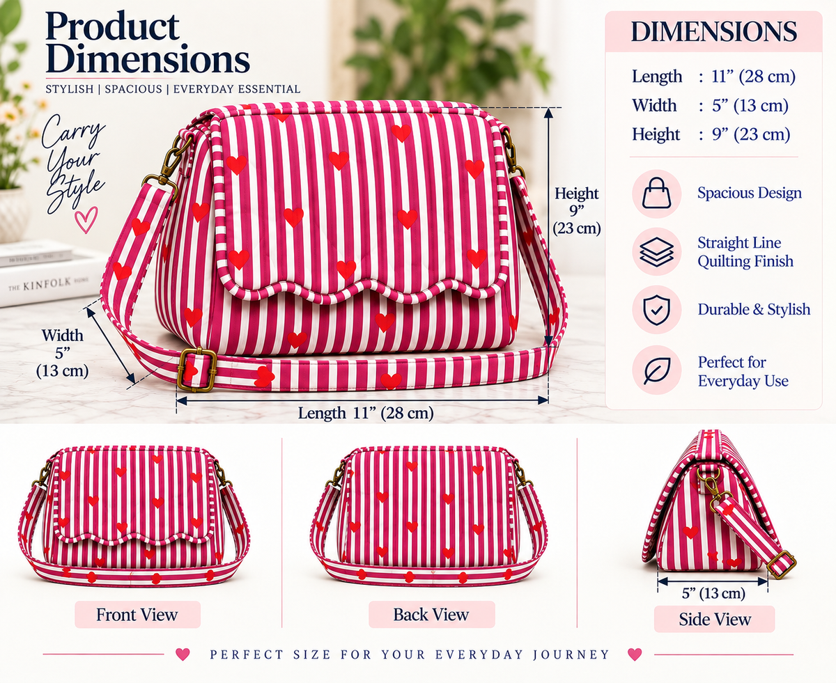 BG 6 Classic hand Printed Sling Bag  Broadbelt Adju 11"×9" Inches stable Size