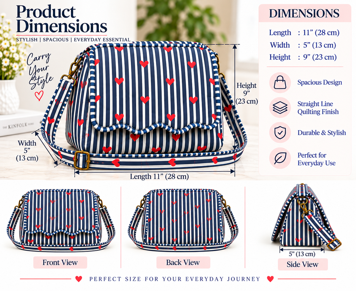 BG 6 Classic hand Printed Sling Bag  Broadbelt Adju 11"×9" Inches stable Size