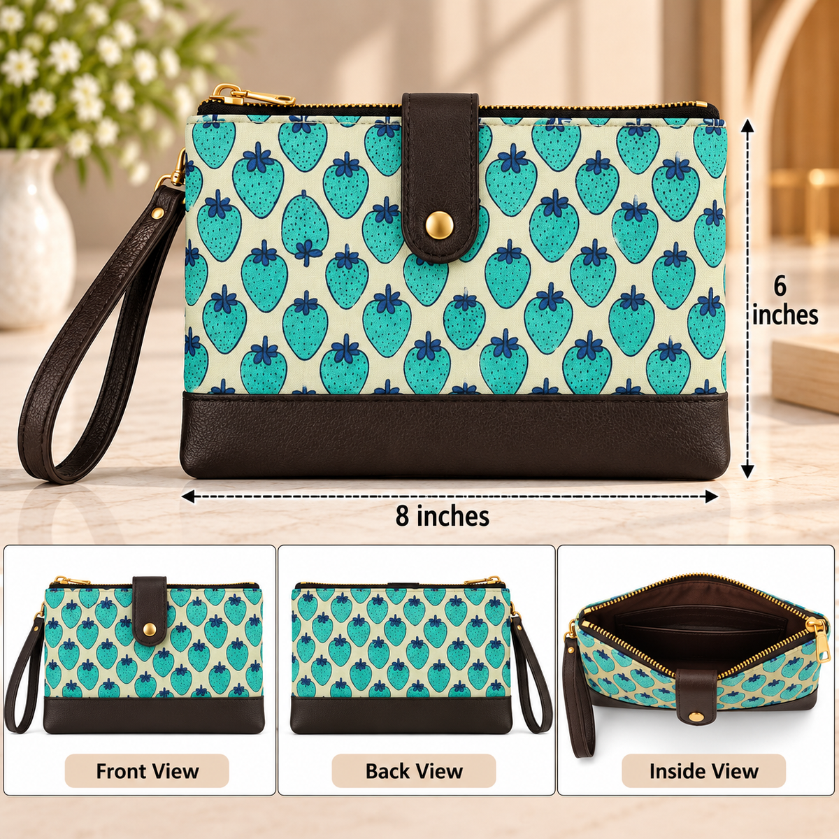BG 13 Leather Wristlet Pouch Bag