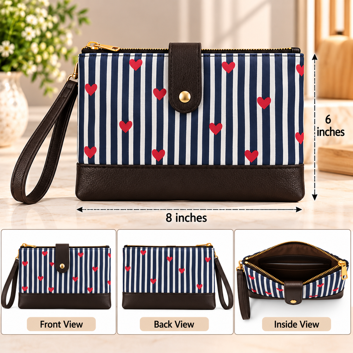 BG 13 Leather Wristlet Pouch Bag