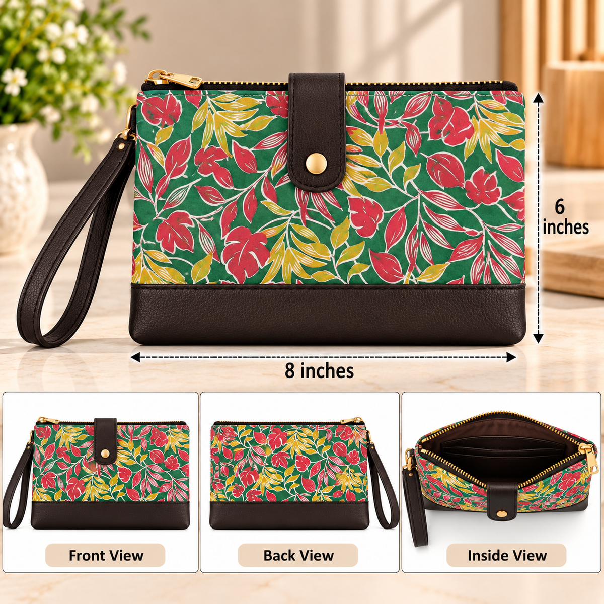 BG 13 Leather Wristlet Pouch Bag