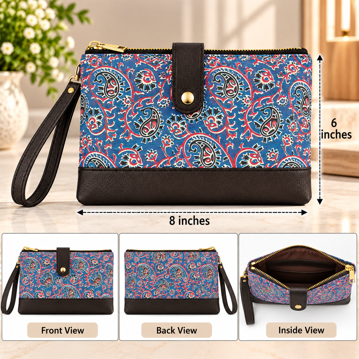 BG 13 Leather Wristlet Pouch Bag