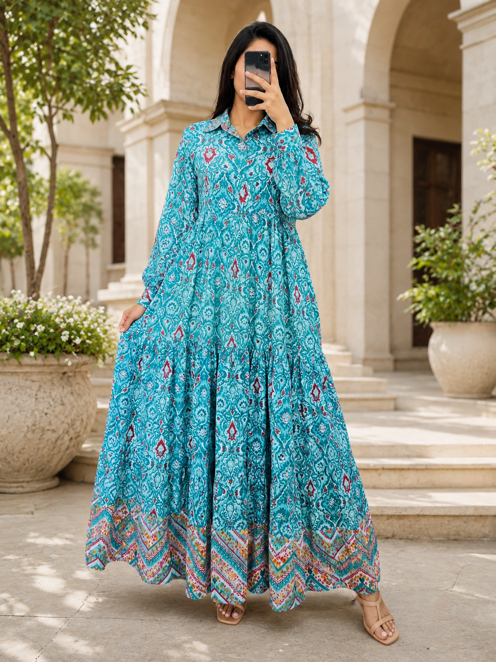 Jacket 100% Premium Indian Cotton Jalabiya – Women’s Long Dress With Jacket.